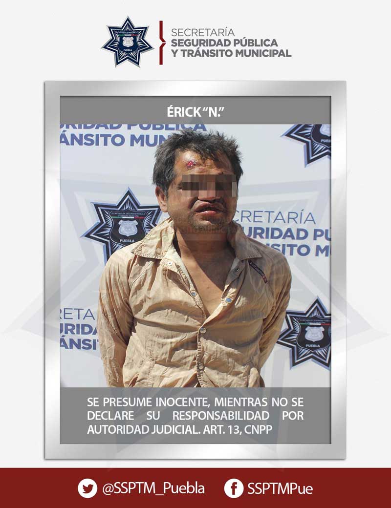 Detuvo policía municipal de Puebla a persona por robo a transeúnte