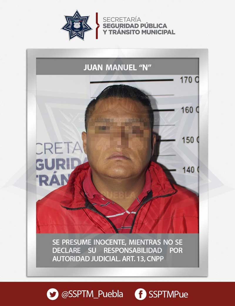 Aseguró policía municipal de Puebla un arma de fuego; hay una persona detenida