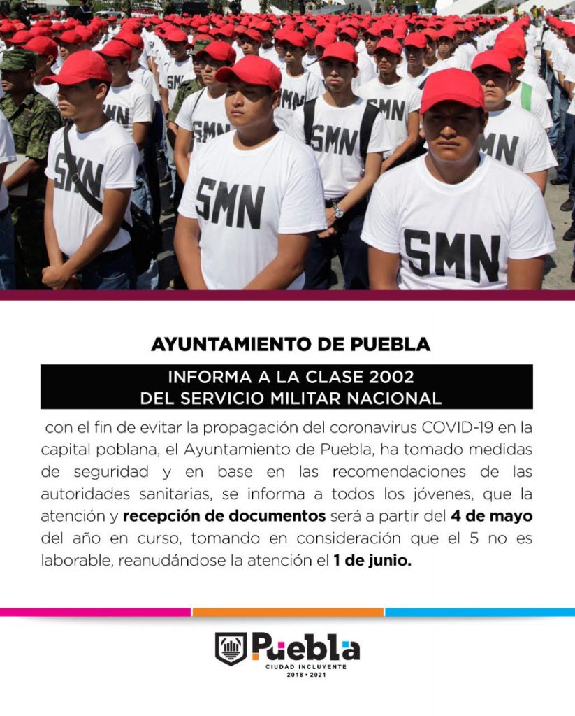 Por COVID-19, SEGOM pospone a junio la atención y recepción de documentos para el Servicio Militar