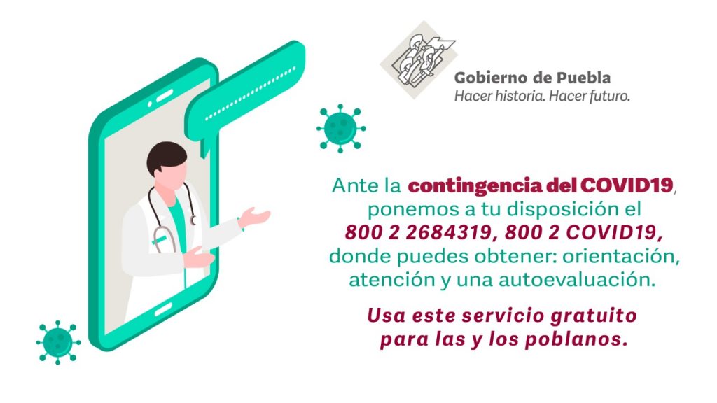 Mediante Centro de Atención Telefónica, Gobierno de Puebla da atención a pacientes con COVID-19