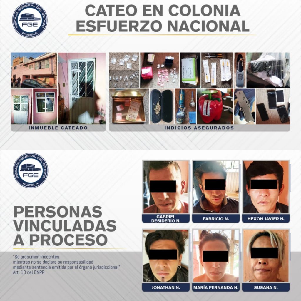 Fiscalía detuvo y logró vinculación de seis presuntos narcomenudistas durante cateo.