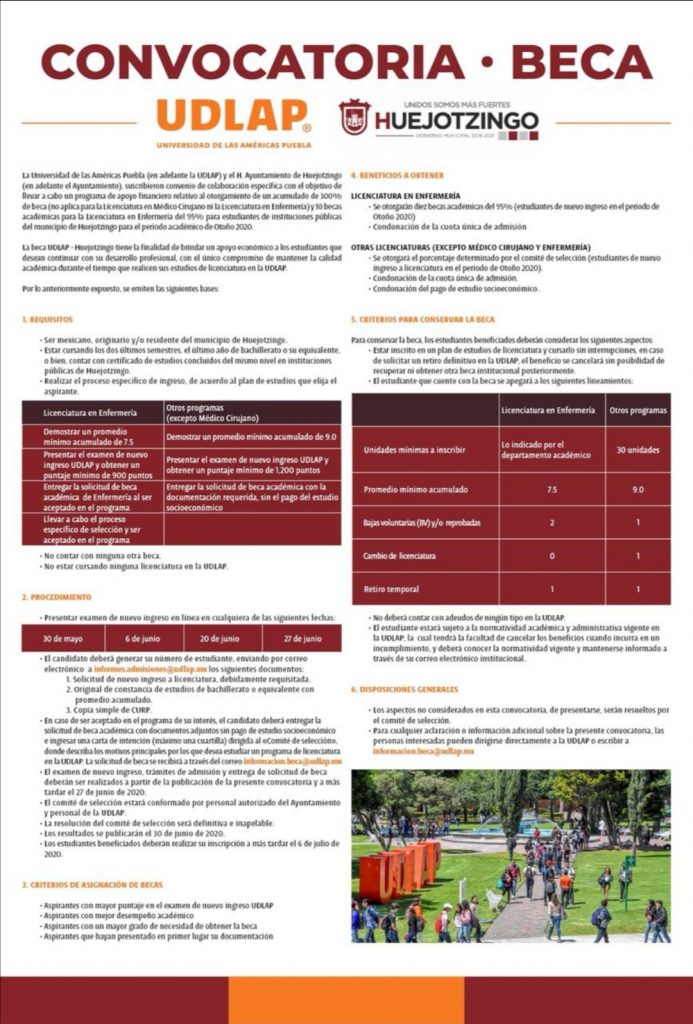 Presenta Angélica Alvarado convocatoria de becas para que jóvenes de Huejotzingo estudien en la UDLAP