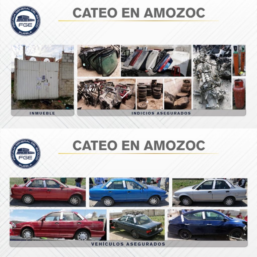 FGE aseguró en Amozoc inmueble donde desmantelaban autos robados