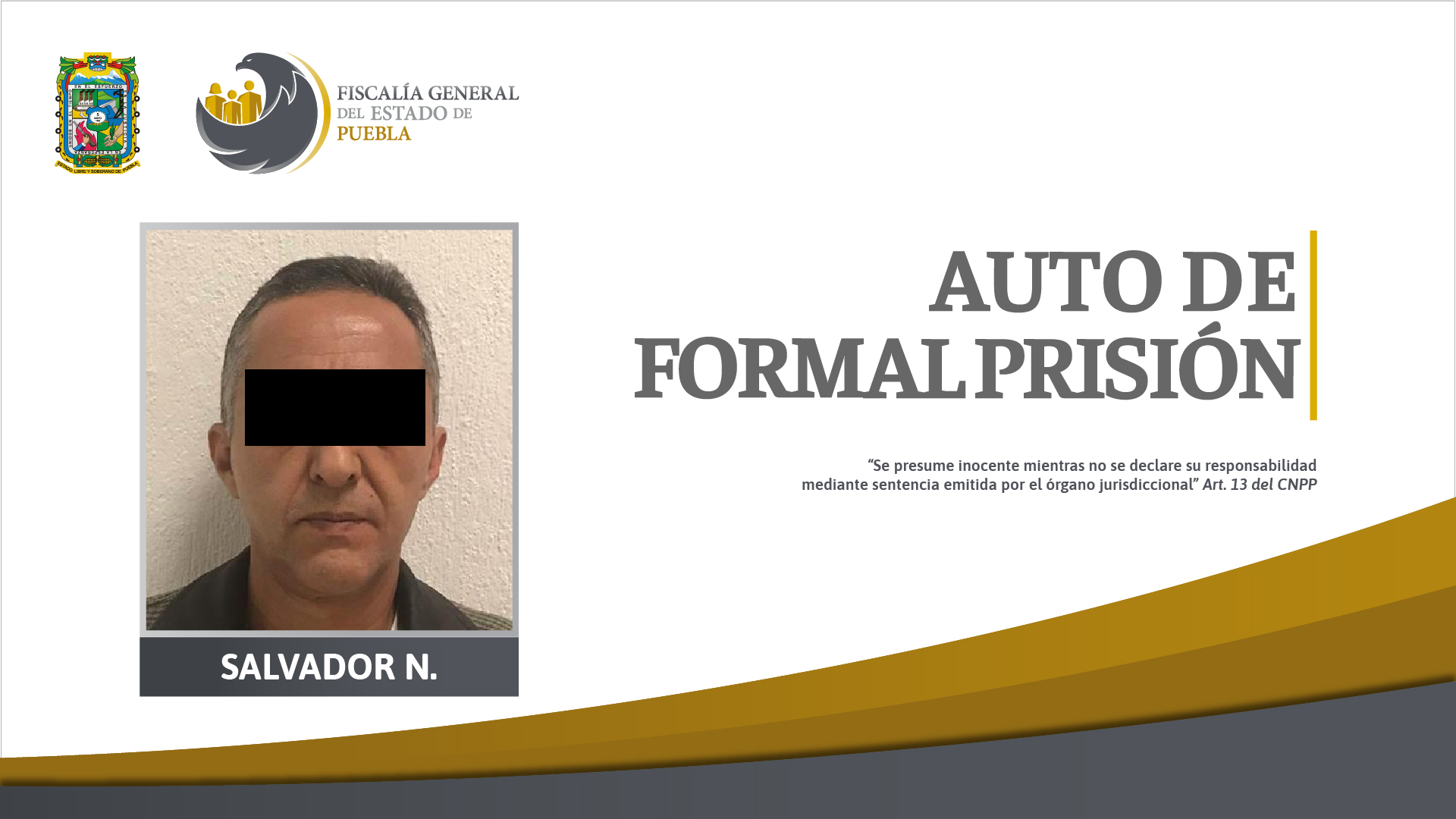 Fiscalía Puebla obtuvo auto de formal prisión contra presunto feminicida