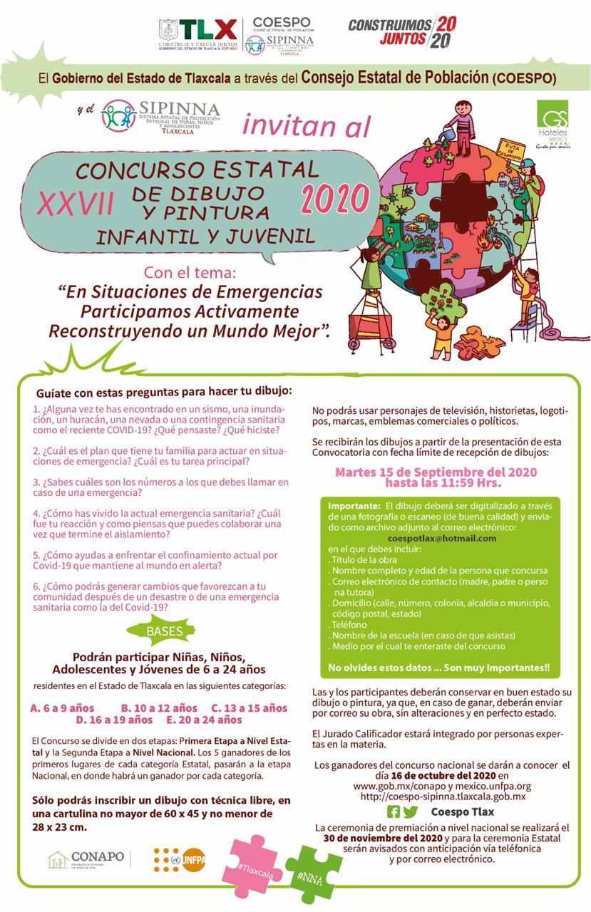 Presenta COESPO convocatoria del «XXVII Concurso de dibujo y pintura infantil y juvenil 2020»