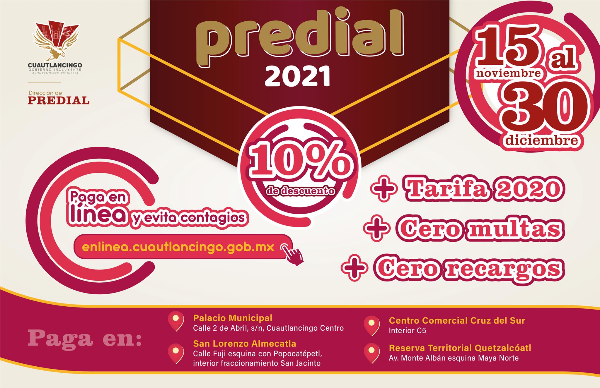 Pago anticipado de predial y limpia tendrá 10% de descuento en Cuautlancingo