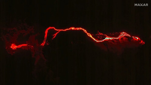 Satélite Copernicus capta el camino de la lava del volcán de la isla de La Palma