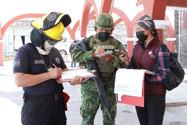 Realizan simulacro de actividad volcánica en Santiago Xalitzintla