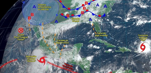Estados del pacífico se verán afectados este domingo por dos ciclones