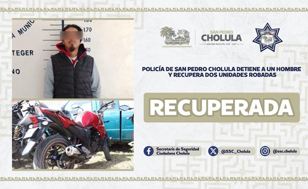 SSC de San Pedro Cholula recupera dos vehículos robados