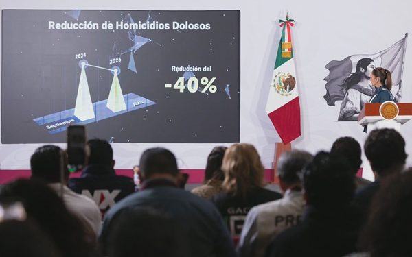 Reduce México 40% homicidios dolosos en 2026