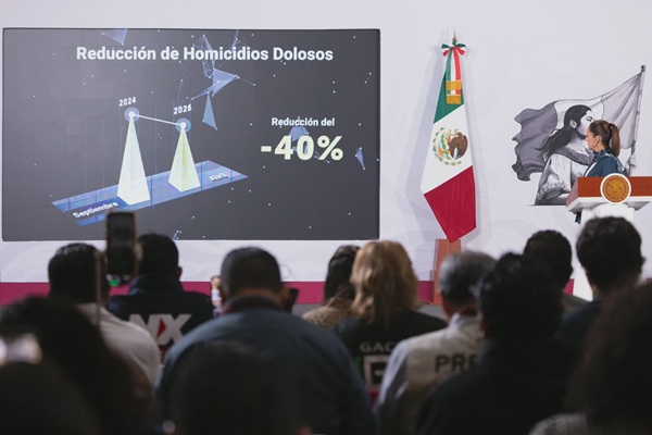 Reduce México 40% homicidios dolosos en 2026